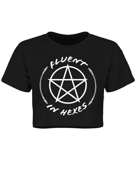 Fluent In Hexes Black Crop Top