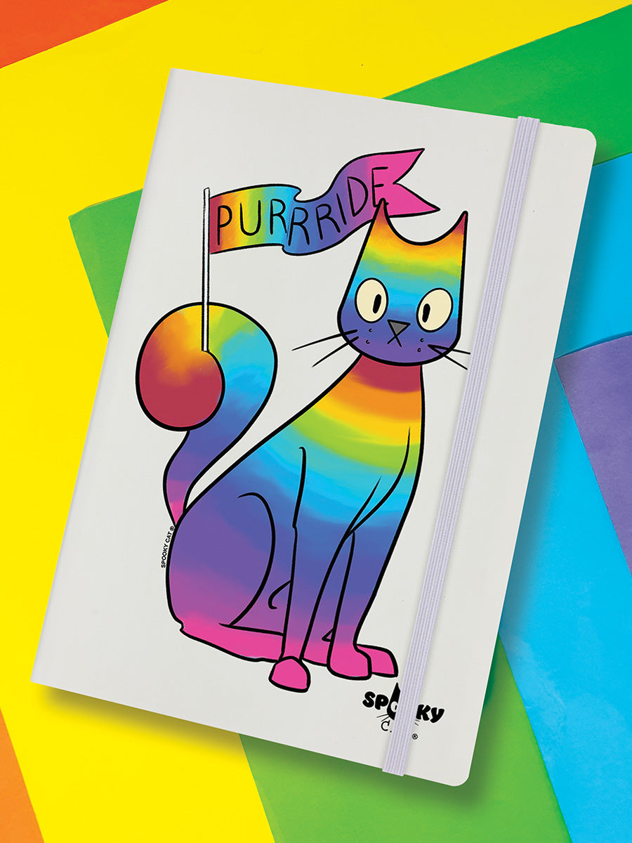 Spooky Cat Purride Cream A5 Hard Cover Notebook