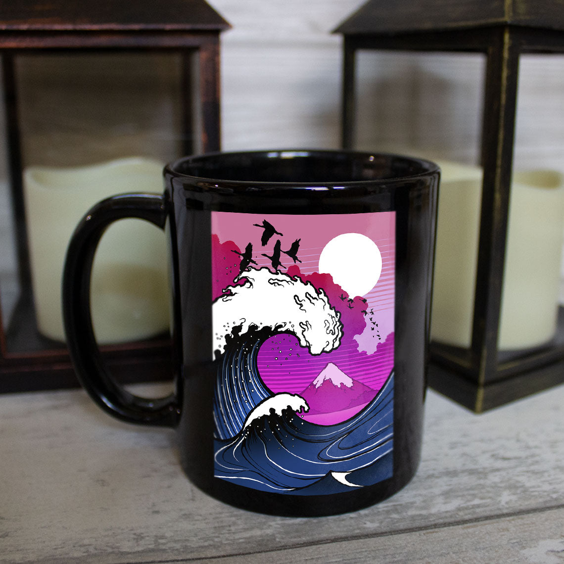 The Great Wave Black Mug