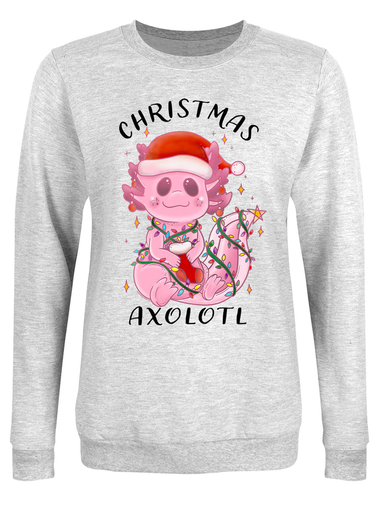 Christmas Axolotl Ladies Grey Christmas Jumper
