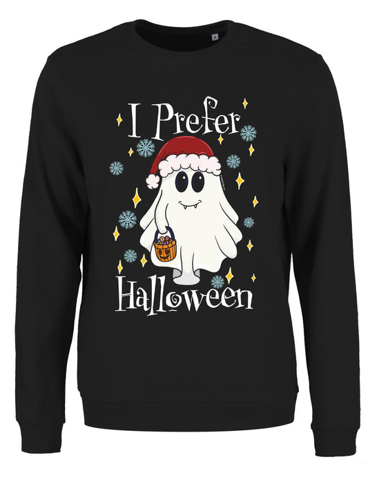 I Prefer Halloween Ghost Ladies Black Christmas Jumper