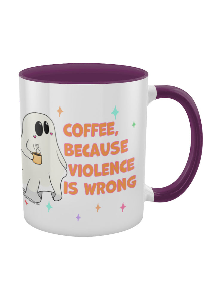 Galaxy Ghouls Coffee, Because Violence Is Wrong Purple Inner 2-Tone Mug