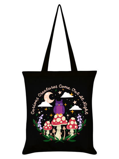 Forest Friends Curious Creatures Black Tote Bag