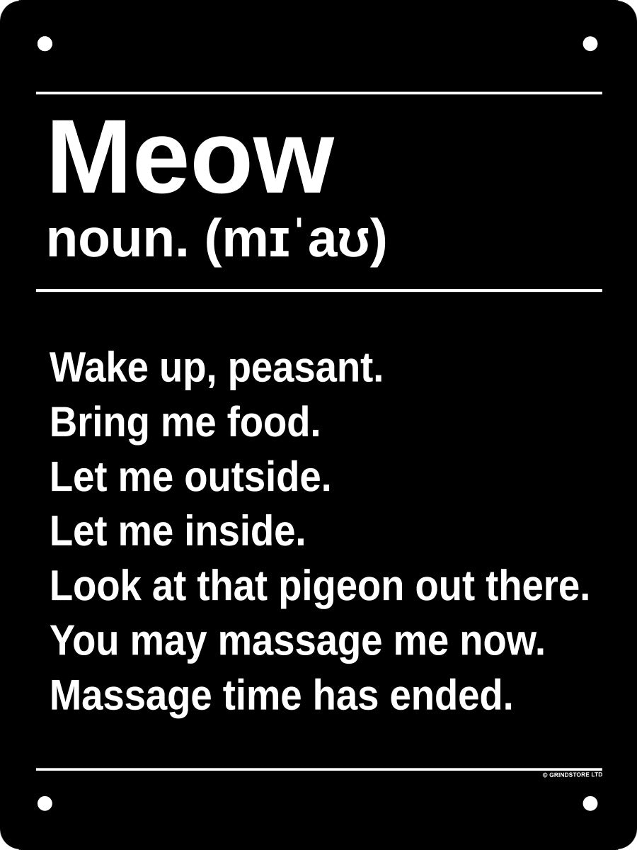 Meow Definition Mini Tin Sign – Buy at Stubbs Mugs
