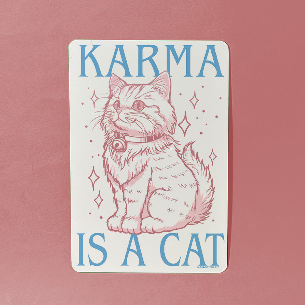 Karma Is A Cat Greet Tin Card