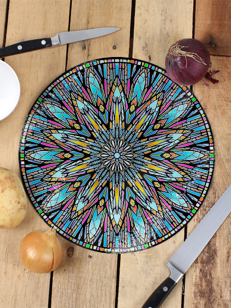 Stained Glass Mandala Circular Chopping Board