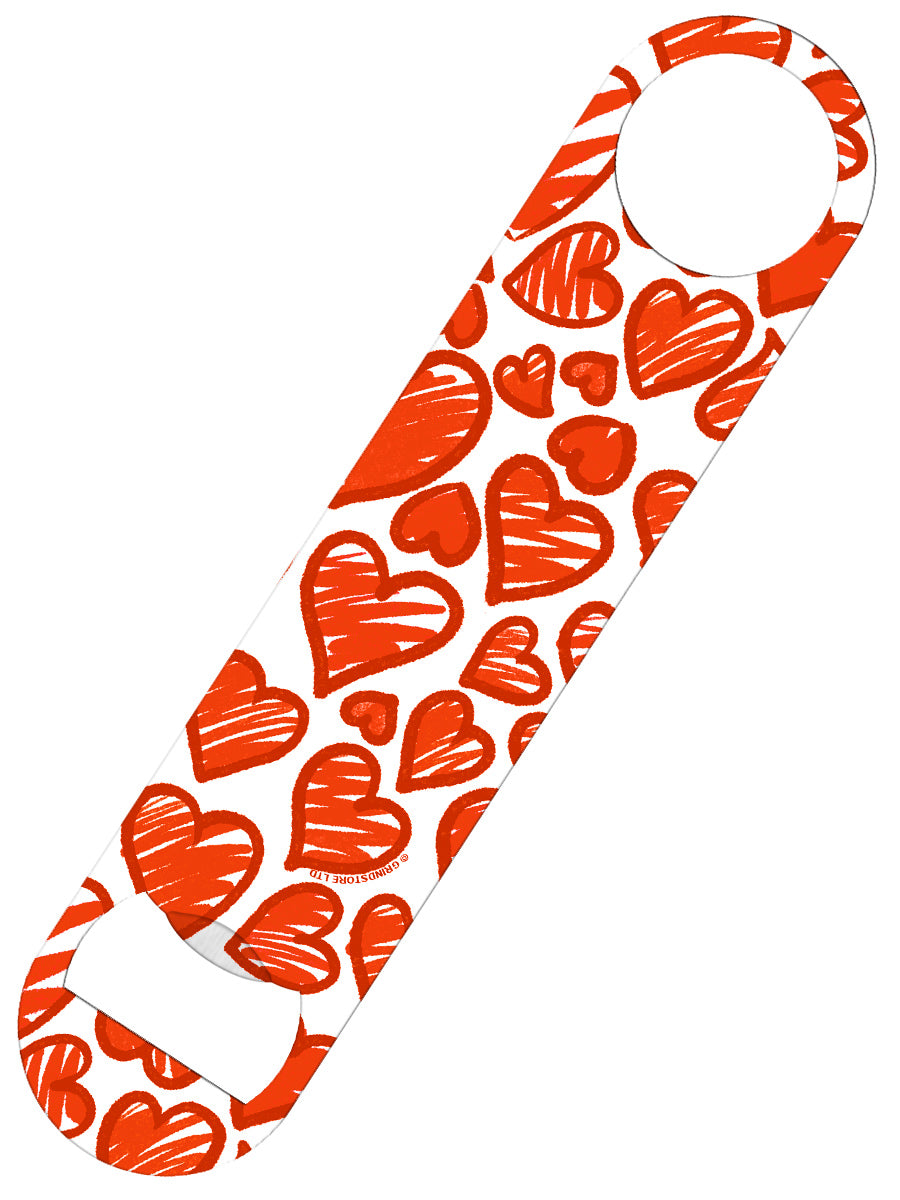Sketched Hearts Bar Blade Bottle Opener