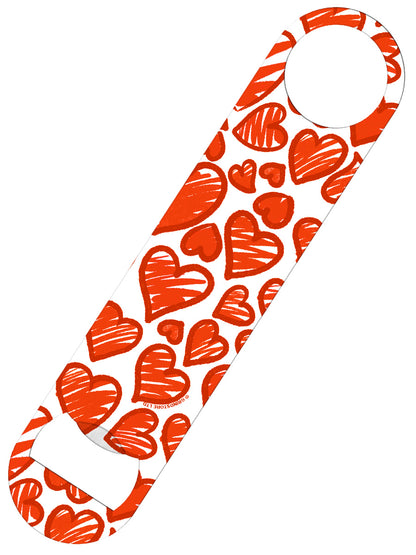 Sketched Hearts Bar Blade Bottle Opener