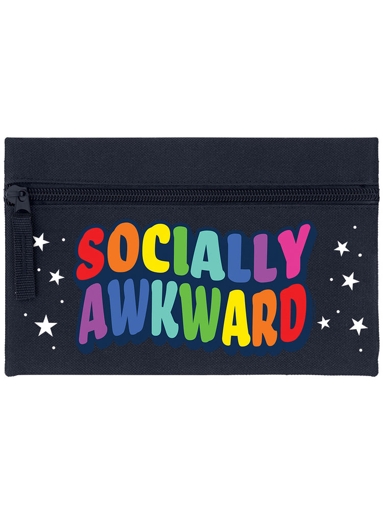 Socially Awkward Navy Blue Pencil Case