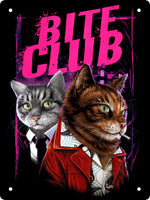 Horror Cats Bite Club Mini Tin Sign