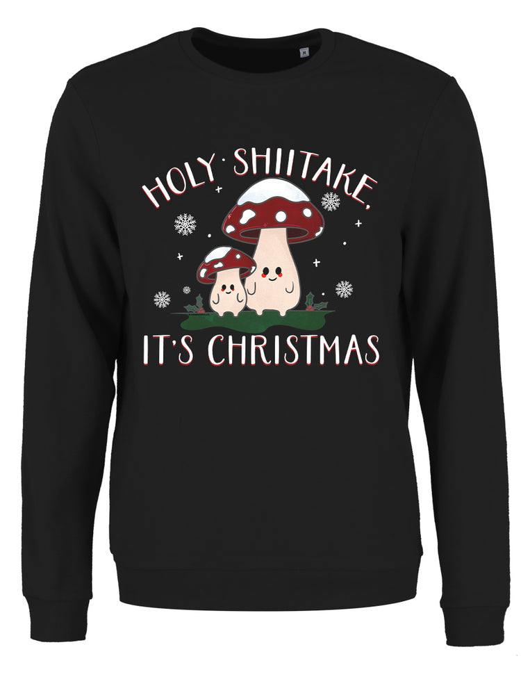 Holy Shiitake, It's Christmas Ladies Black Christmas Jumper