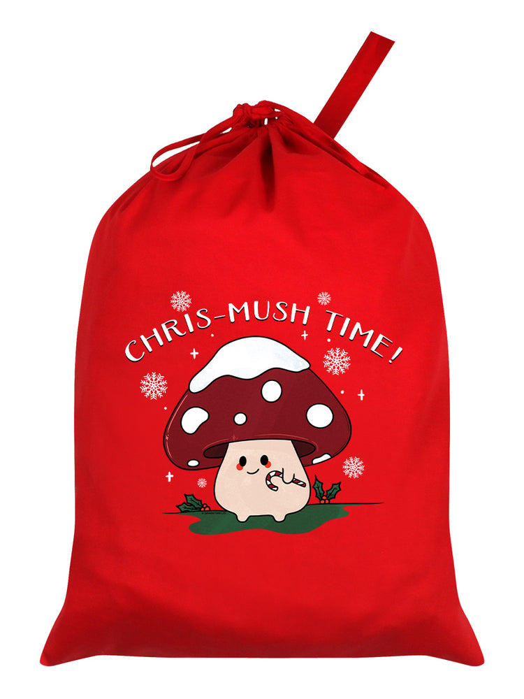 Chris-mush Time! Mushroom Red Santa Sack