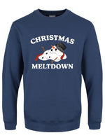 Christmas Meltdown Snowman Men's Airforce Blue Christmas Jumper