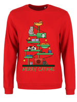 Merry Catmas Tree Ladies Red Christmas Jumper