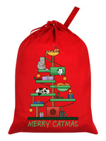 Merry Catmas Tree Red Santa Sack