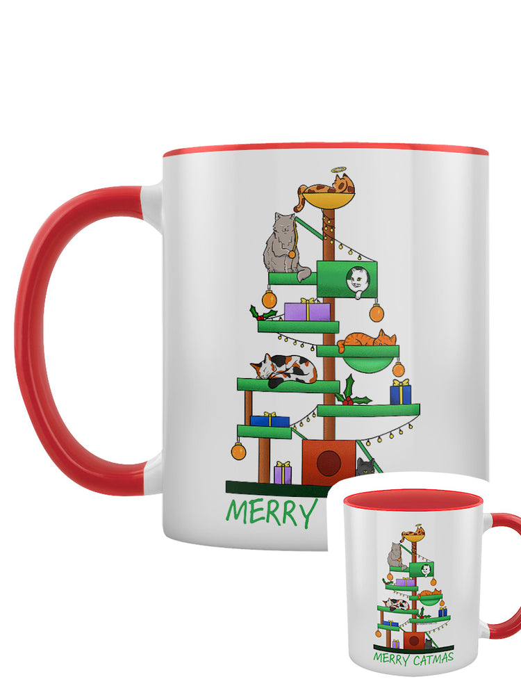 Merry Catmas Tree Red Inner 2-Tone Mug