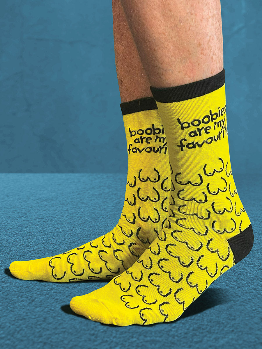Twisted Soles Boobies Are My Favourite Novelty Adult Socks - 1 Pair