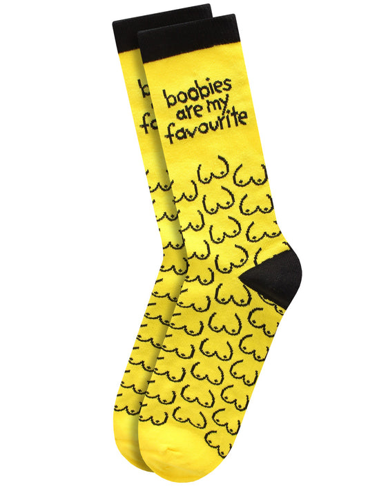 Twisted Soles Boobies Are My Favourite Novelty Adult Socks - 1 Pair