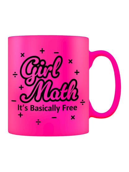 Girl Math It's Basically Free Pink Neon Mug