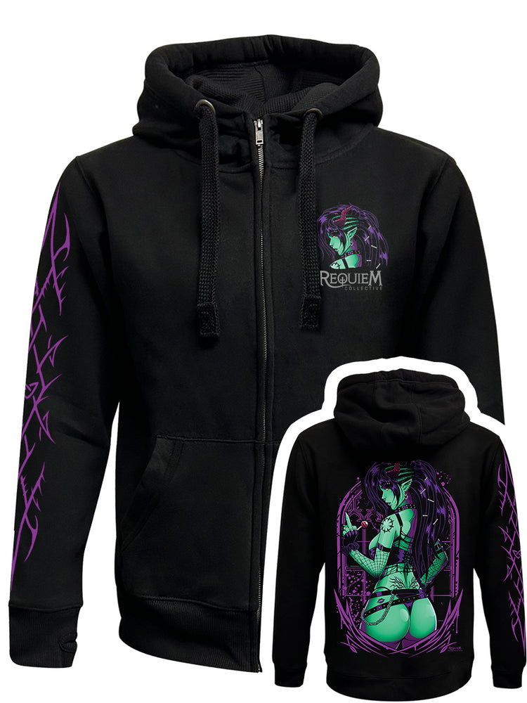 Requiem Collective Ariana Black Zipped Premium Hoodie