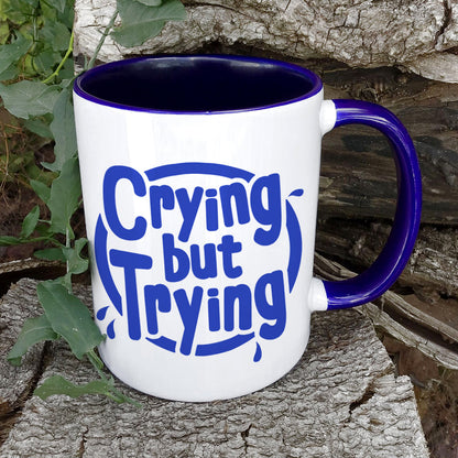 Crying But Trying Blue Inner 2-Tone Mug