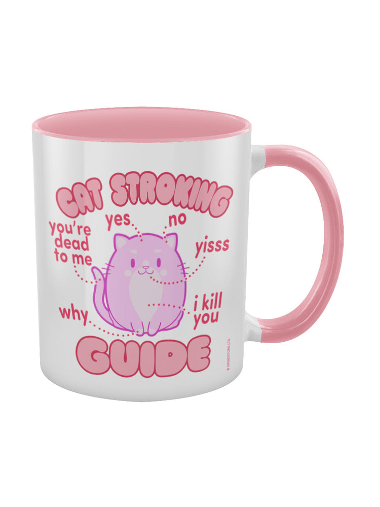 Cat Sroking Guide Pink Inner 2-Tone Mug