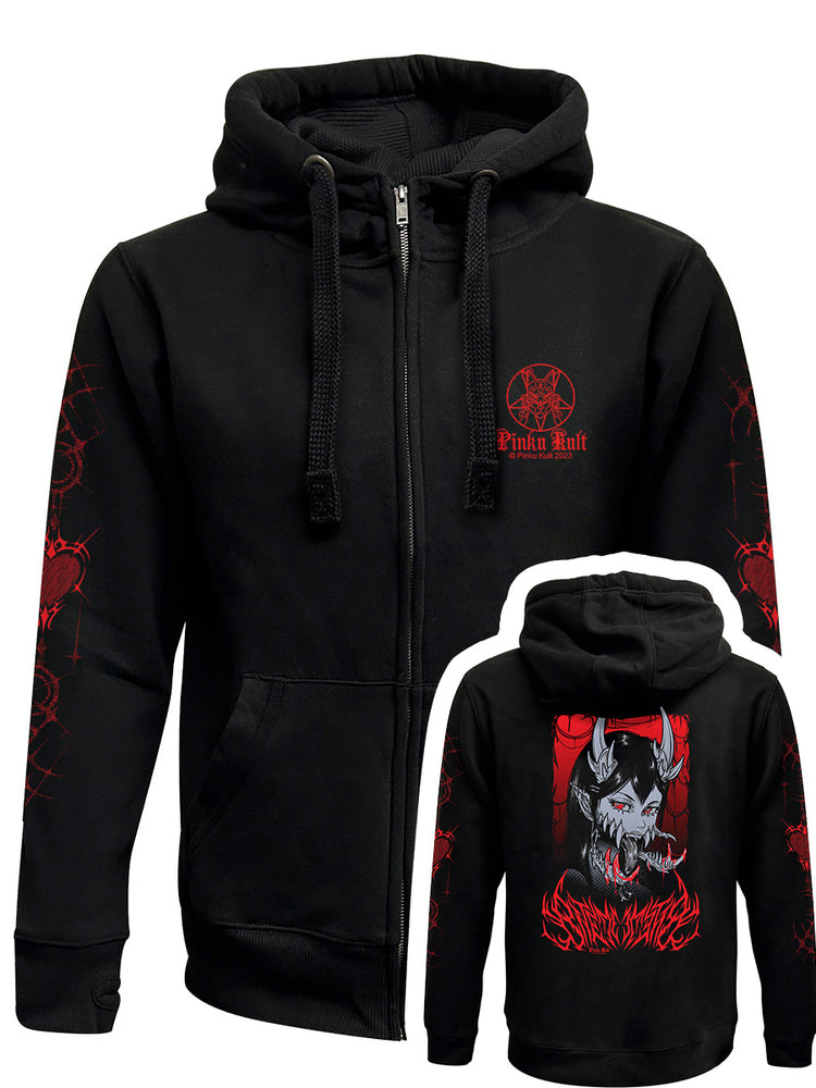 Pinku Kult Bite Black Zipped Premium Hoodie