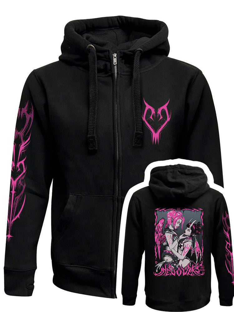 Pinku Kult The Lovers Black Zipped Premium Hoodie