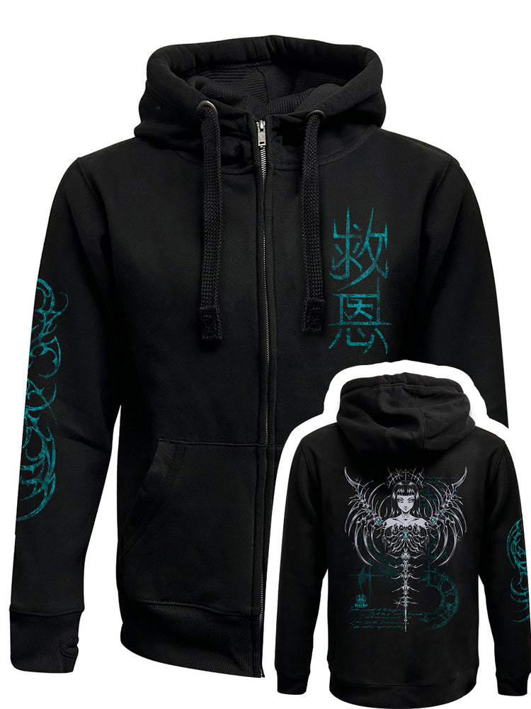 Pinku Kult Salvation Black Zipped Premium Hoodie