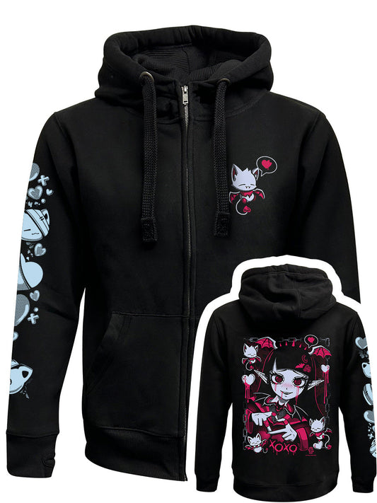 Cosmic Boop Bite Me Black Zipped Premium Hoodie