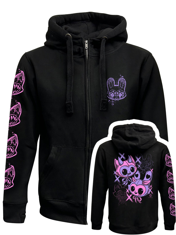 Cosmic Boop Mascots Black Zipped Premium Hoodie