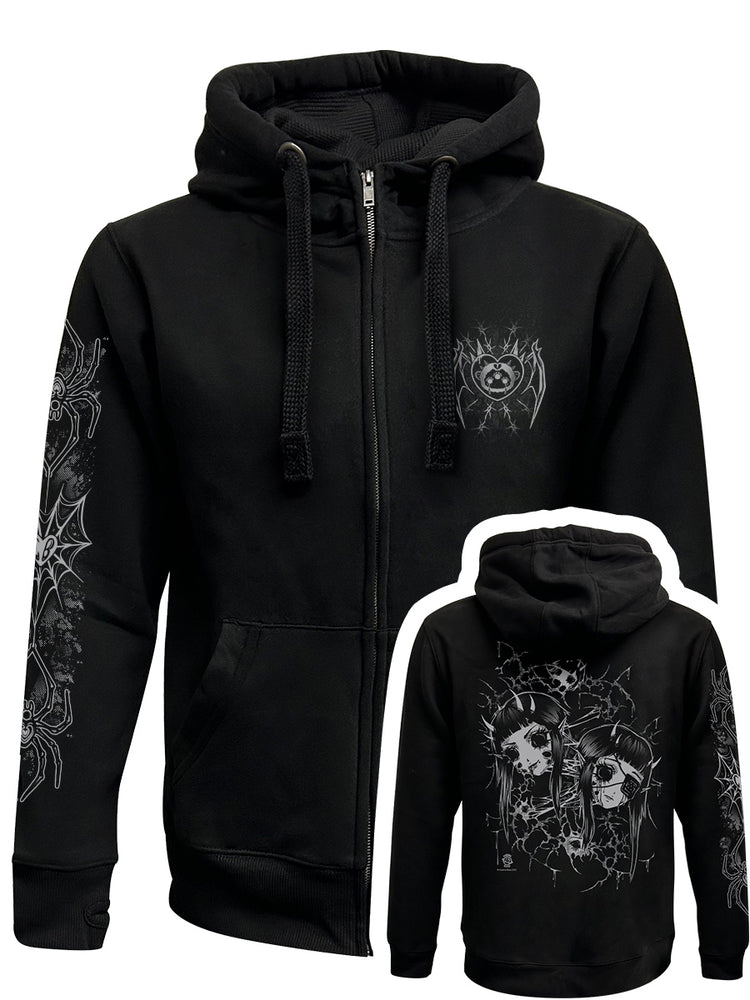 Cosmic Boop Split Black Zipped Premium Hoodie