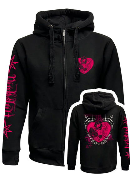 Pinku Kult True Love Black Zipped Premium Hoodie