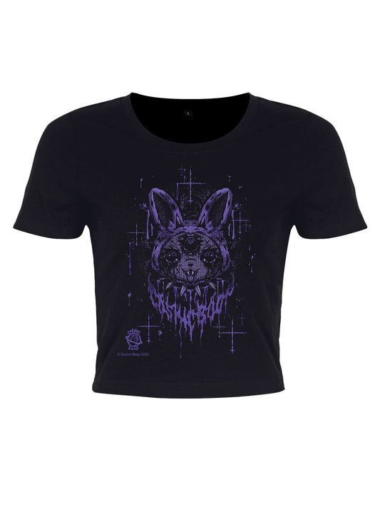 Cosmic Boop Boop Bunny Black Crop Top