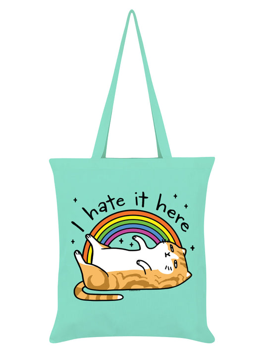 I Hate It Here Cat Mint Green Tote Bag