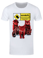Horror Cats Scratch Men's White T-Shirt