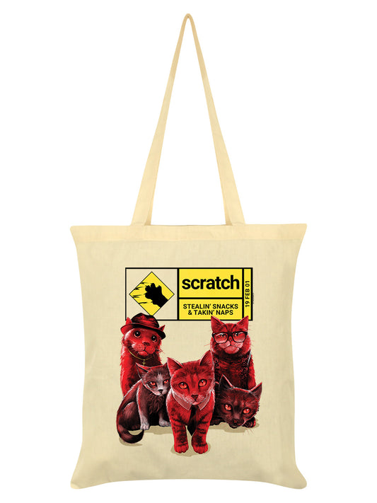 Horror Cats Scratch Cream Tote Bag