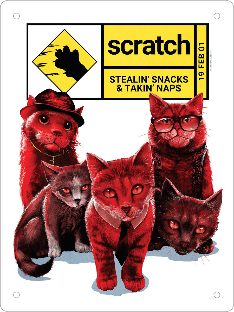 Horror Cats Scratch Mini Tin Sign