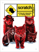Horror Cats Scratch Mini Tin Sign