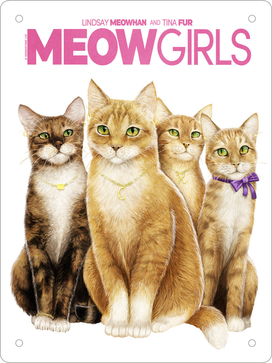 Horror Cats Meow Girls Mini Tin Sign
