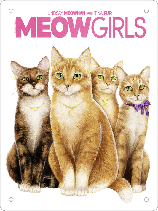 Horror Cats Meow Girls Mini Tin Sign
