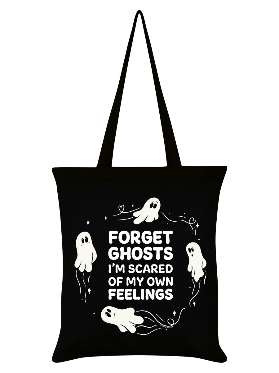 Forget Ghosts I'm Scared Of My Own Feelings Black Tote Bag