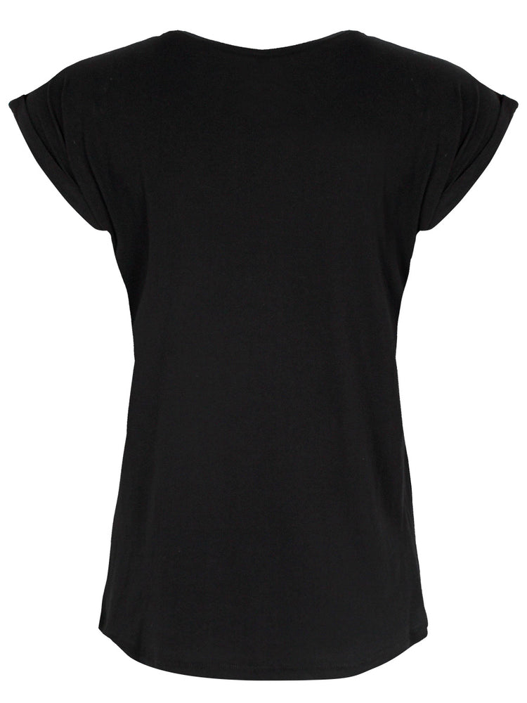 Wears Black Avoids People Ladies Premium Black T-Shirt