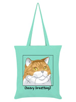 Heavy Breathing Cat Mint Green Tote Bag
