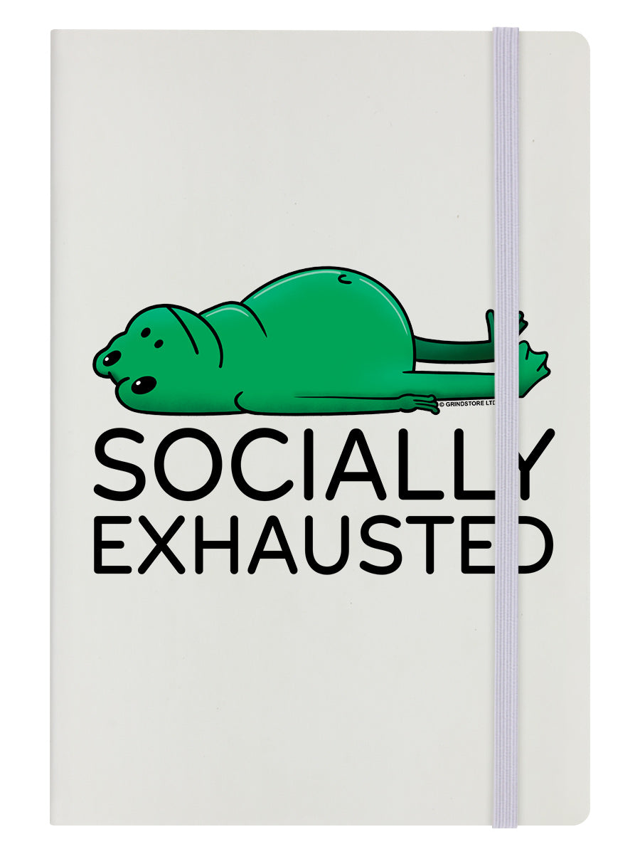 Socially Exhausted Frog Cream A5 Hard Cover Notebook