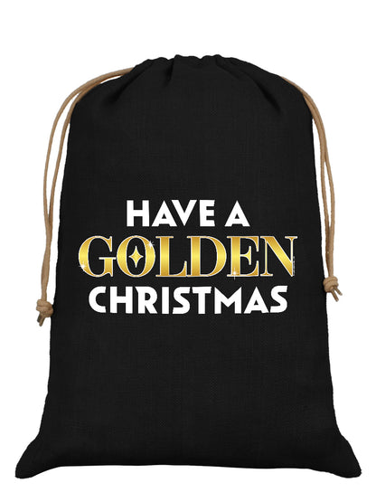 Have A Golden Christmas Black Hessian Santa Sack