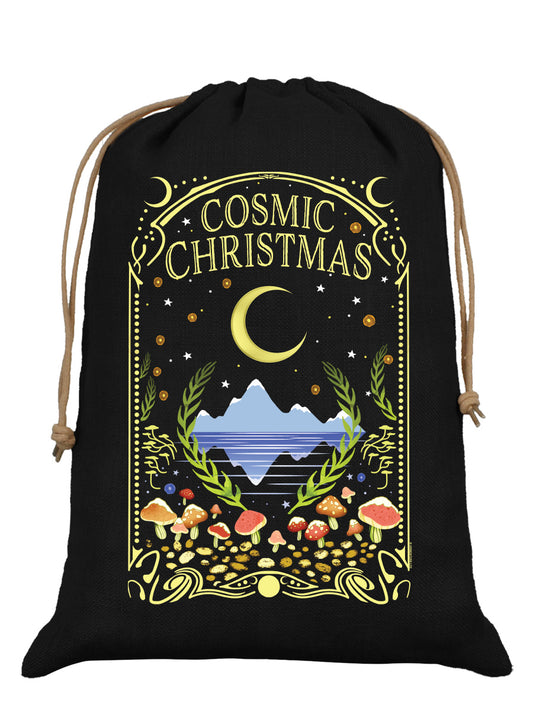Cosmic Christmas Black Hessian Santa Sack