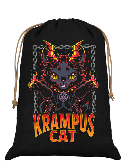 Krampus Cat Black Hessian Santa Sack