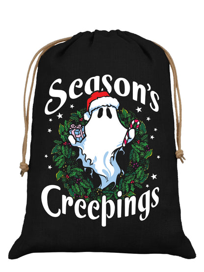 A Ghosts Seasons Creepings Black Hessian Santa Sack