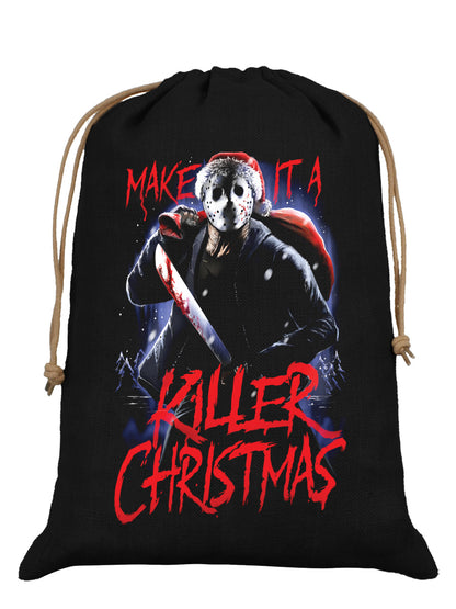 Make It A Killer Christmas Black Hessian Santa Sack